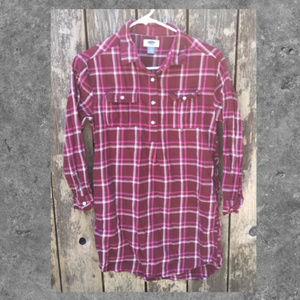 Old Navy Plaid Shirt Dress Crimson/Pink Lg 10-12